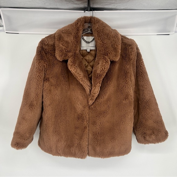 Eaves Cash Brown Faux Fur Classic Collared Formal Teddy Coat Medium - Picture 2 of 10